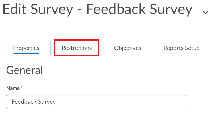 Edit survey page select restrictions