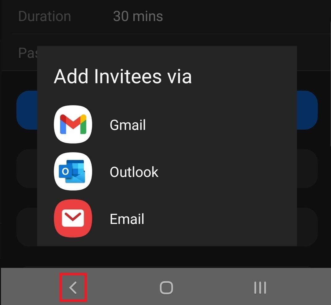 A popup window will appear backtrack by selecting your back arrow