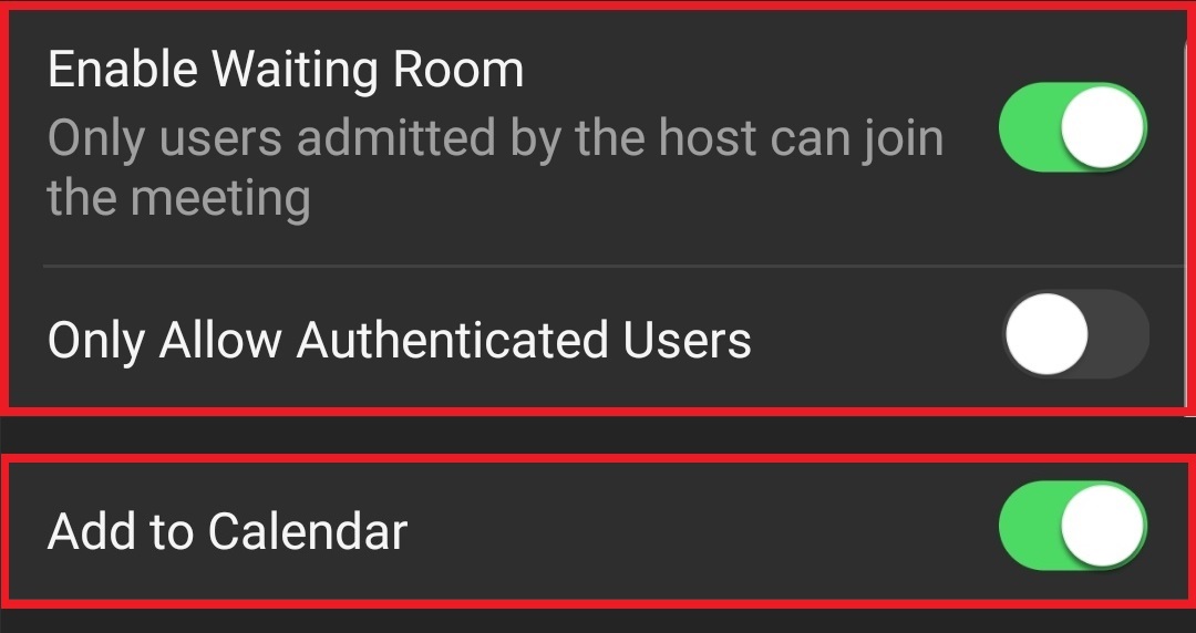 More settings to Schedule a Meeting available
