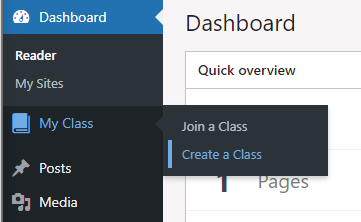 1 select Create a Class from dashboard