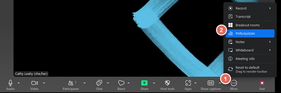 on the tool bar select more then polls quizzes