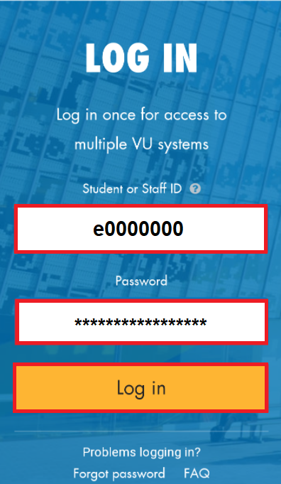 Log in using your VU Staff Credentials