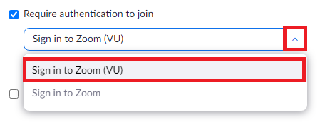 Make sure Sign in to Zoom VU is selected by pressing the dropdown menu and select Sign in to Zoom VU 