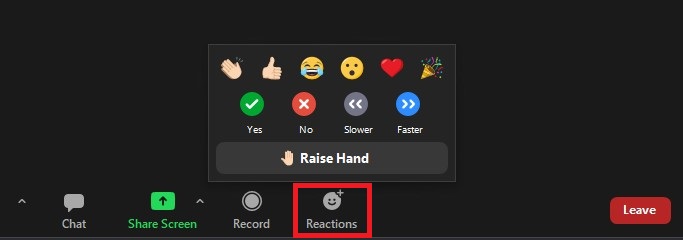 Reactions on the Zoom Tool Bar now have Participants Reaction as well 