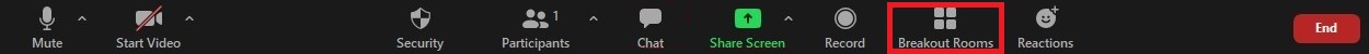 Zoom Tool Bar Select Breakout Rooms