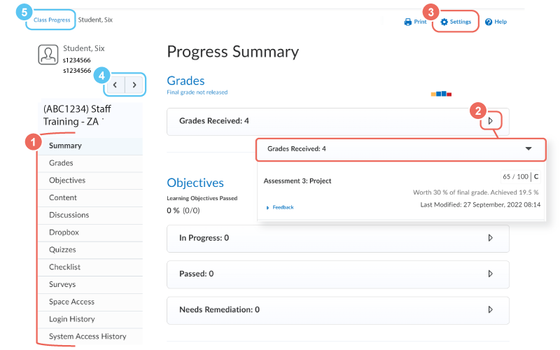 progress summary