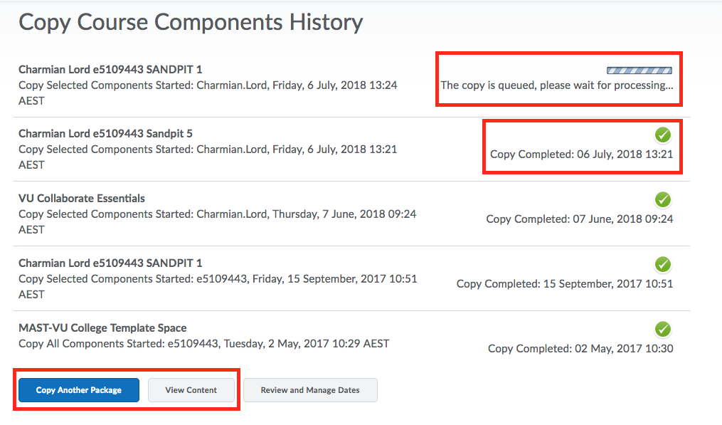 copying components in process