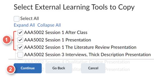 select some external learning tools