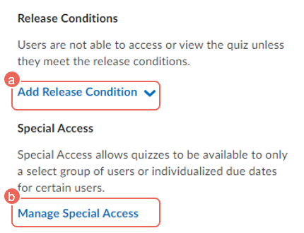 qz release condition and special access options