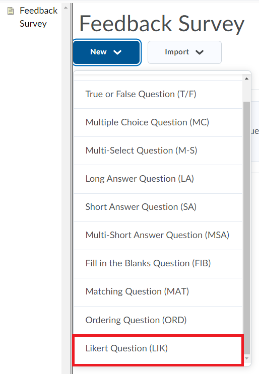 Likert question selection 