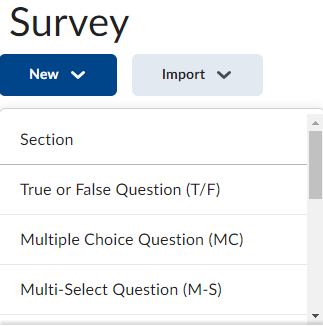 select new and select a question type