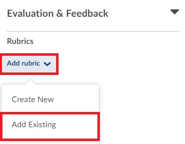 New Dropbox Layout Select Add rubric to either select a rubric from your collection or create a new one