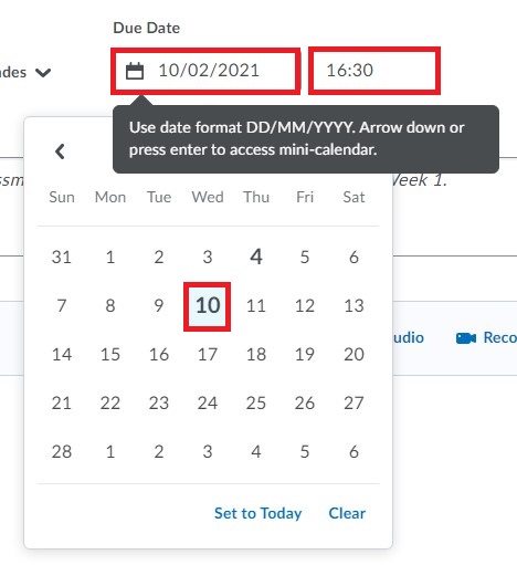 New Dropbox Layout Select the Due Date setting to activate a dropdown calendar