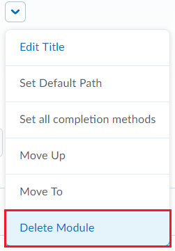 drop down menu delete module button