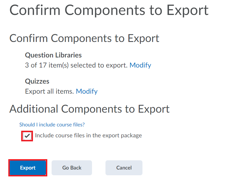 screen 6 confirm exported conponents