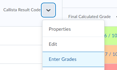 callistat result code enter grades
