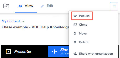 1.2 publish the chase from more option tab
