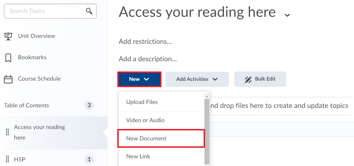 3 create a new document page for reading