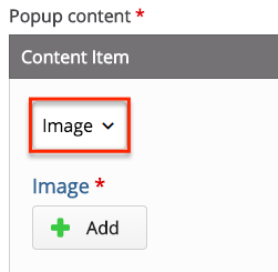 The content dropdown menu with image selected