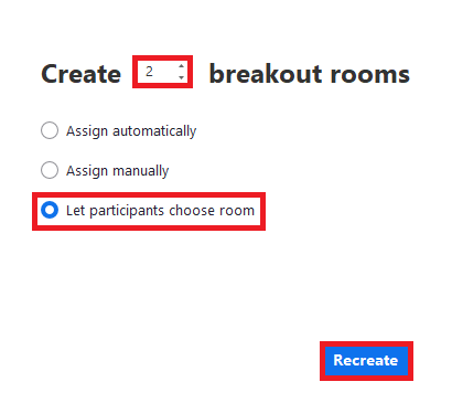 Let participants choose room