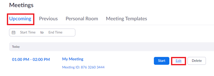 Over over your meeting and select Edit