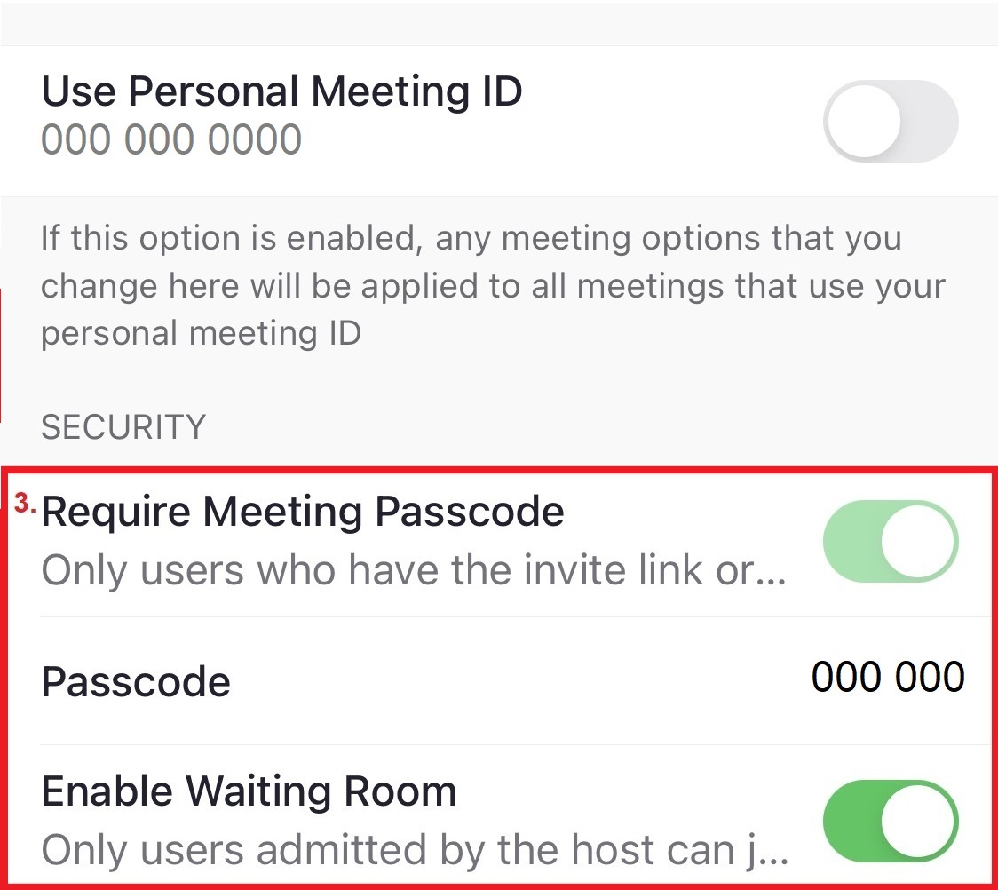 Schedule Meeting Settings available P2