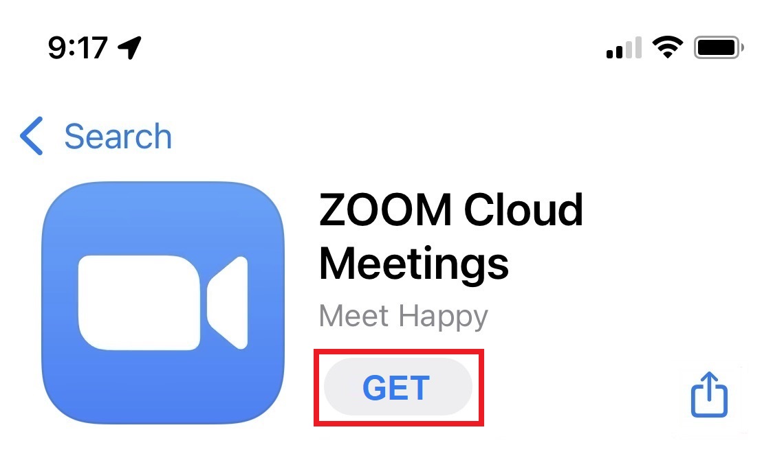 Search for Zoom and select GET