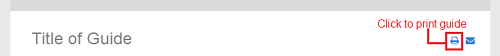 print button located on the top right of the guide title